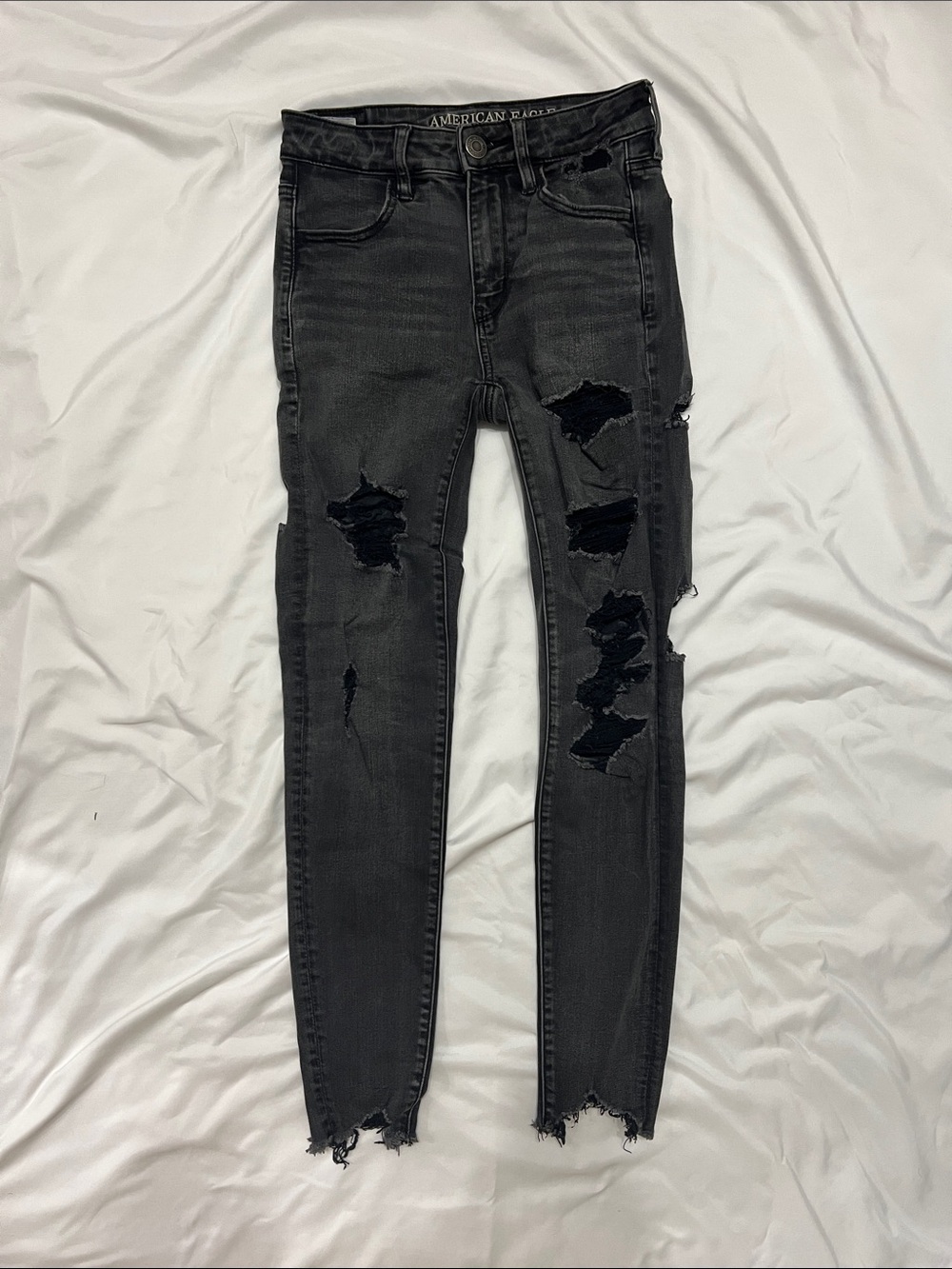 American Eagle Outfitters Black Distressed Skinny Jeans